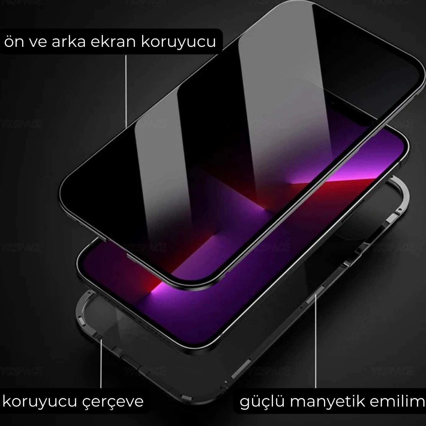 HAYALET EKRAN KORUYUCULU İPHONE KILIF - KOLAY KORULUM VE ÇİFT TARAFLI KORUMA